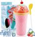Merkloos Slushy maker beker – Siliconen, herbruikbaar, met rietje en lepel, roze