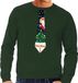 Bellatio Decorations Foute kersttrui - sweater - met stropdas in kerst print - groen - pour hommes S