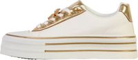 Super Mode Lage Sneakers Vrouwen Goud Synthetisch Rubber Plateau Hak Veters