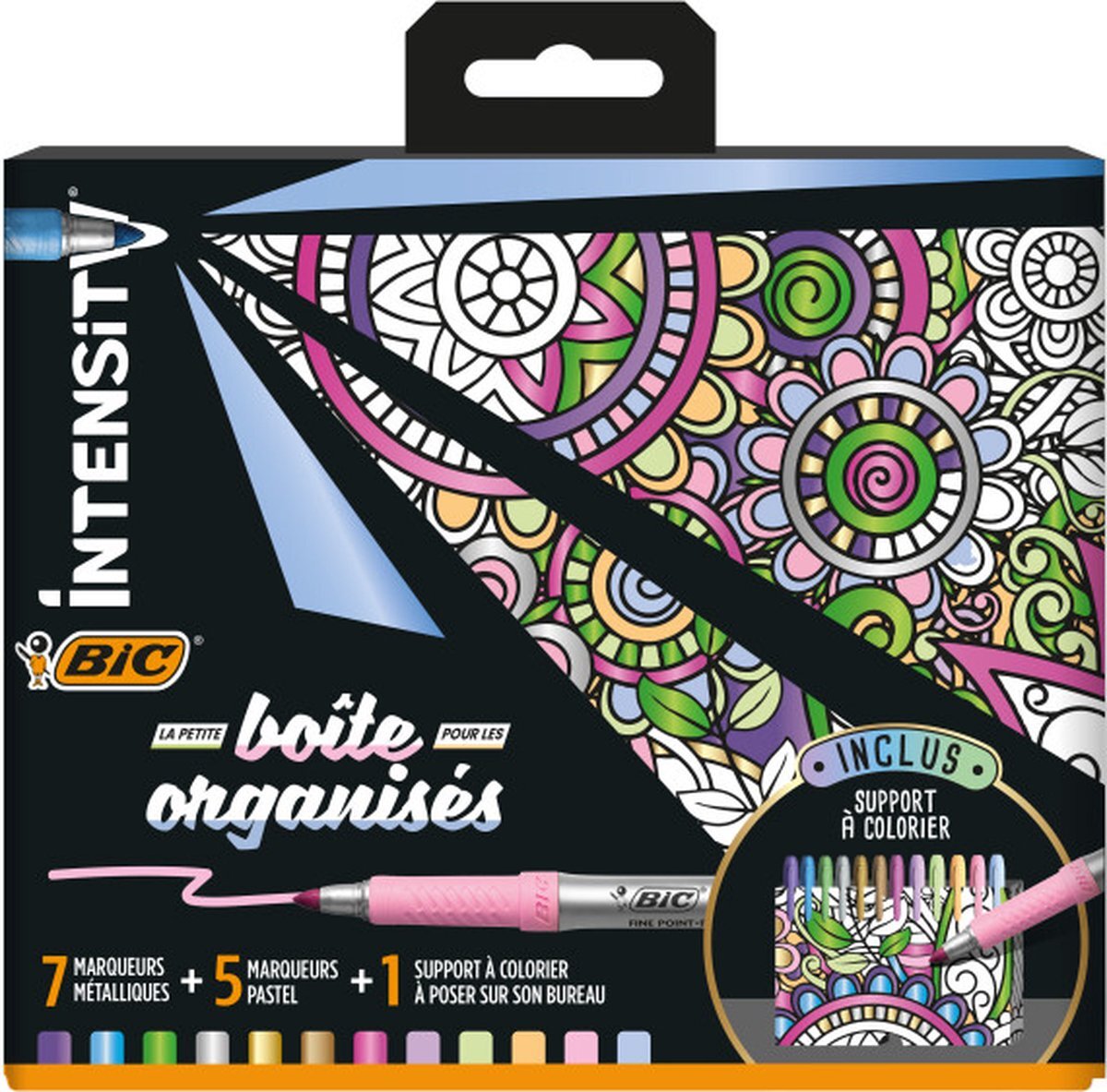 BIC Intensity - Set van Permanente Markers met te Versieren Doos - Diverse Intense kleuren en Pastelkleuren- Doos van 12 Stuks