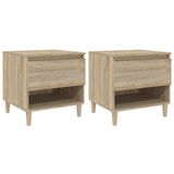 VidaXL Nachtkastjes 2 st 50x46x50 cm bewerkt hout sonoma eikenkleurig