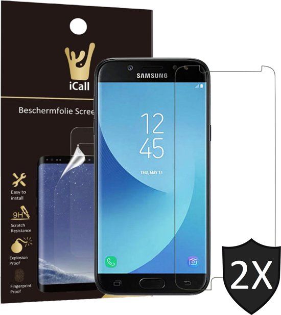 iCall 2x Samsung Galaxy J3 (2017) Screenprotector Glas PET Folie - Transparant