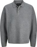 JACK & JONES Bradfort knit polo regular fit - polo homme avec col polo - gris (medium grey melange)