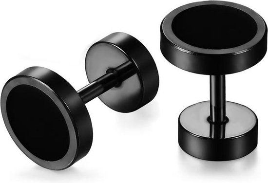 Mendes Heren Oorbellen Edelstaal Barbell Black
