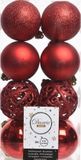 Decoris Kerstballen - 16x st - rood - D6 cm - kunststof