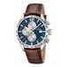 Festina F16760/7 Homme Montre - Chronographe - Verre minéral - Acier inoxydable/Cuir - Argenté - Ø 43.5 mm - Quartz - Boucle - 5 ATM