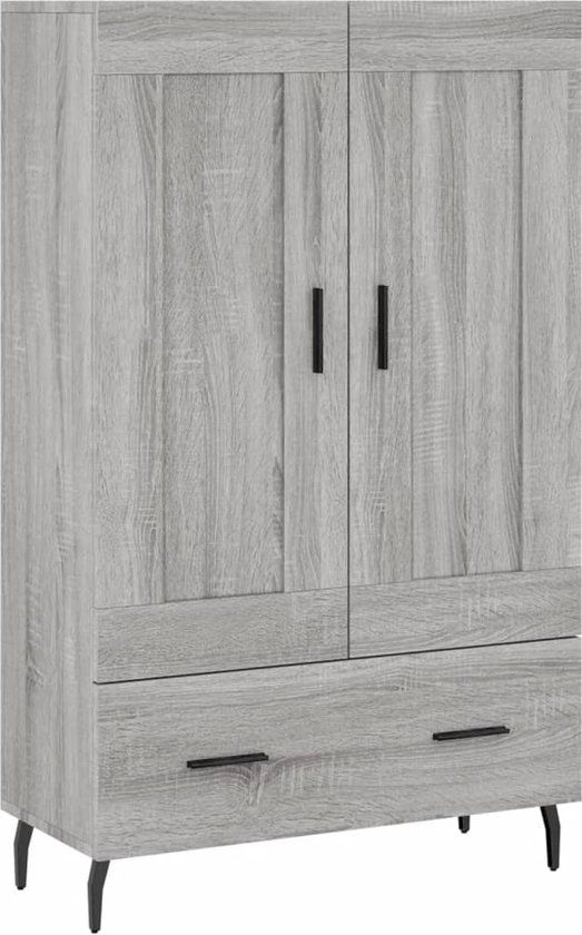 vidaXL Hoge kast bewerkt hout grijs sonoma eikenkleurig