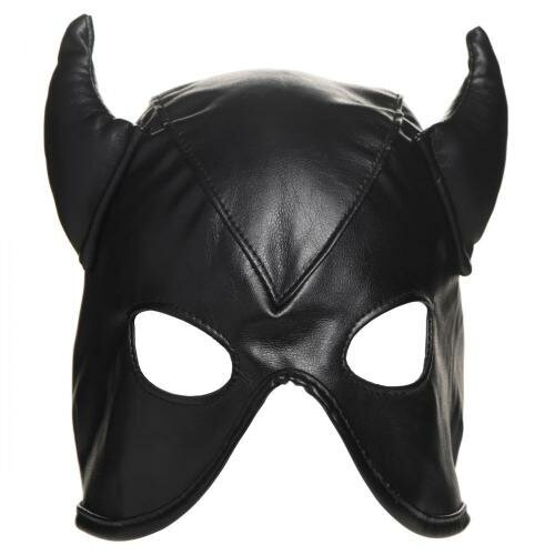 Master Series Dungeon Demon Bondage Masker Met Hoorns - Zwart