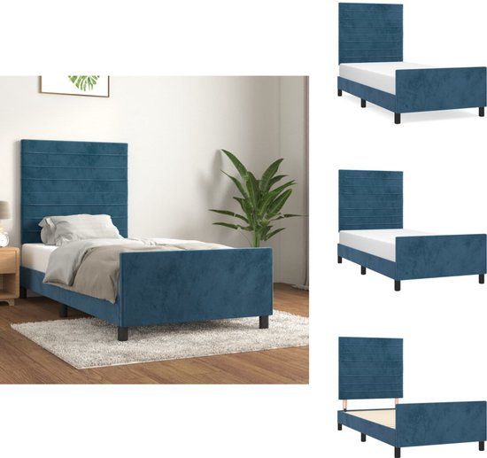 vidaXL Bedframe - fluweel - donkerblauw - 90x200 cm