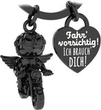 LANOLU Motorfiets Sleutelhanger Engel, Biker Rijd Voorzichtig, Motorfietscadeaus voor Mannen, Cadeaus voor Motorrijders van Metaal