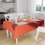 Bonamaison Tafelkleed, Anti-Mold, Sneldrogend, Waterdicht, 100% Polyester Tafellaken, Oranje Bordeaux, 140 x 160 Cm