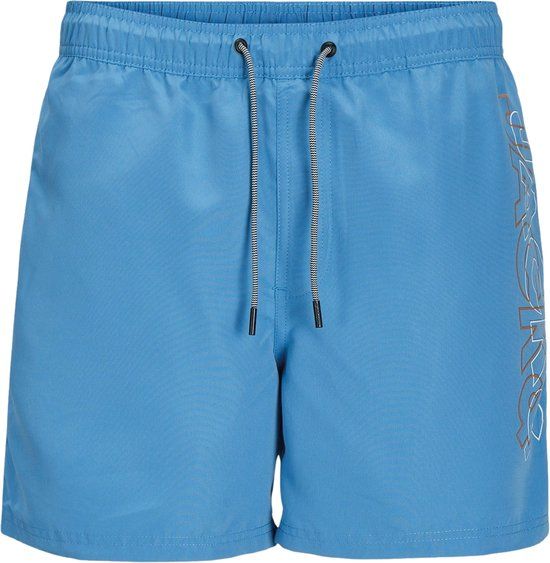 Jack & Jones Junior Boys Swim Shorts JPSTFIJI Double Logo Solid Light Blue - Size 128