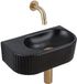 QeramiQ Fuente robinetterie de lavabo – demi-ronde – 40x21.5x12 cm – sans trou de robinet – robinet or brossé – nervuré