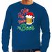 Bellatio Decorations Foute Kersttrui sweater voor heren - Ho ho hold my beer - blauw - Kerstkleding - drank XXL
