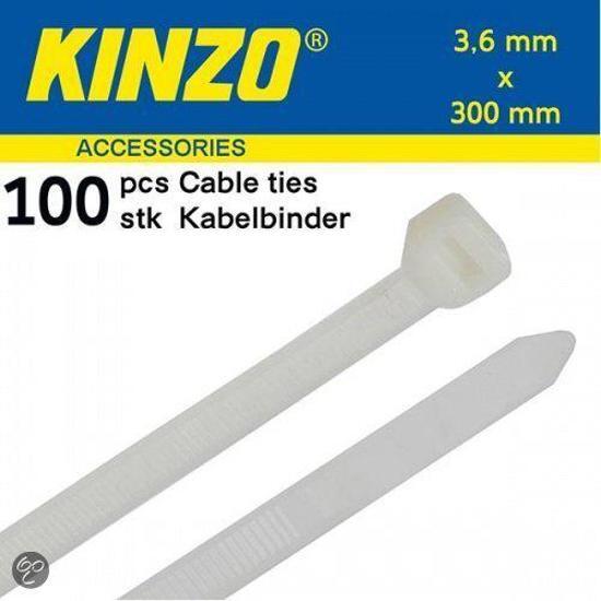 Kinzo Kabelbinders 3.6x300mm wit 100 stuks