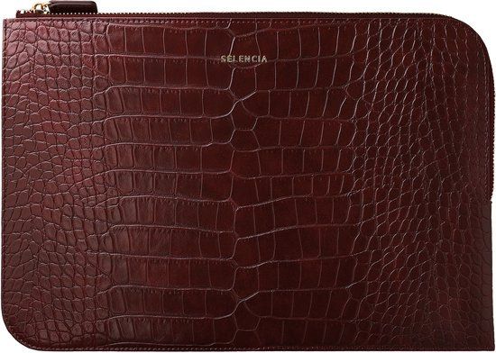 Selencia Croco Laptop Sleeve - Burgundy