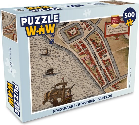 MuchoWow Puzzel Stadskaart - Stavoren - Vintage - Legpuzzel - Puzzel 500 stukjes - Plattegrond