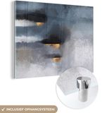 MuchoWow® Glass Painting 160x120 cm - Acrylic Glass Painting - Clouds - Gold - Abstract - Photo on Glass - Paintings