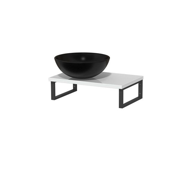 Maxaro Toiletmeubel met Waskom Keramiek Modulo Hoogglans Wit 41 cm Wandbeugels Zwart
