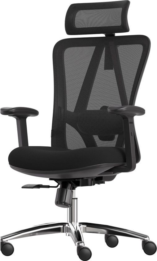 LifeGoods Ergonomische Bureaustoel - Office Chair - NEN1335-gecertificeerd - Zwart/Chroom
