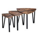 Panda - Bijzettafels - Set van 3 - Vintage - Zwart/Bruin