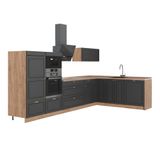 Vicco Cuisine d'angle Fame-Line Anthracite campagne/Chêne doré 347x207 cm