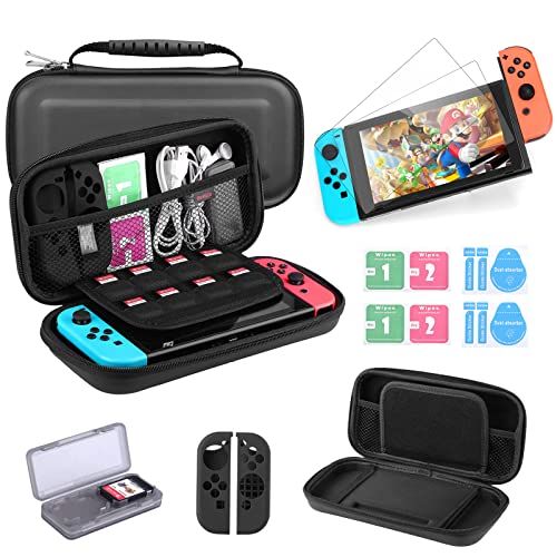 Bestico accessoire voor Nintendo Switch - tas + Game Card hoes + displaybeschermfolie + siliconen hoes