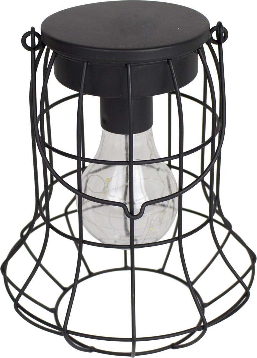 Housevitamin lantaarn / tafellamp zwart metaal LED 18cm