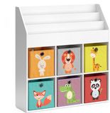 Vicco Luigi Kinderboekenkast – 107.2 x 114.2 cm met 6 vouwdozen opt.1 Wit