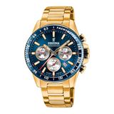 Festina Timeless Chrono F20634/2 Herenhorloge Goudkleurig Blauw