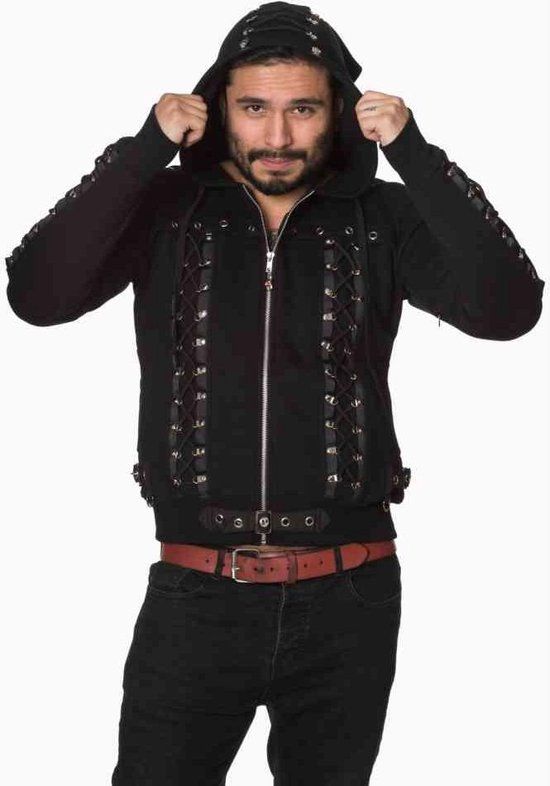 Banned Corset Hoodie Vest met capuchon zwart Katoen -