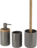 Tendance Badkamer accessoires set 3-delig - Polyresin/bamboe - grijs - robuust - matte coating