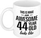Bellatio Decorations Bol Cadeau koffiemok - verjaardag 44 jaar - wit - 300 ml - beker