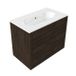 Saniclass Ensemble de meubles de salle de bain avec cadre en bois - 80x45x73,9cm - Lavabo en céramique Chaci blanc - 1 vasque - sans trou de robinet - 2 tiroirs - chêne mat charcoal