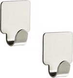Merkloos Handdoekhaken plakhaken vierkant - 5x - nikkel mat - handdoek/theedoek - 1,7 x 4 cm - badkamer - keuken