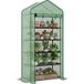 Serre de jardin Serre 5 niveaux avec 1 porte enroulable, bâche en PE renforcée résistante Dim. 90l x 49l x 193h cm