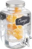 Merkloos Relaxdays Drankdispenser met filter - 4 liter - met kraantje - etiketten - glas