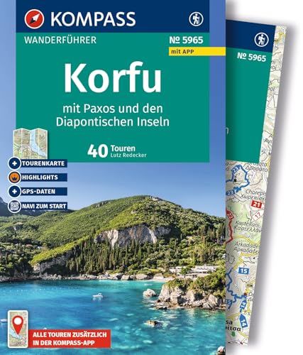 KOMPASS Wanderführer Korfu mit Paxos und den Diapontischen Inseln, 40 Touren mit Extra-Tourenkarte