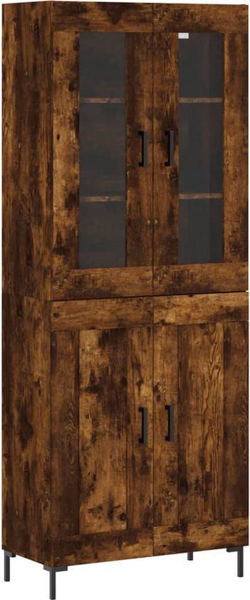 vidaXL Hoge kast 69,5x34x180 cm bewerkt hout gerookt eikenkleurig
