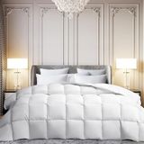 MARTHA STEWART Kingsize dekbed voor alle seizoenen, wit ganzenverendons vezeldekbed, geruisloze stof met 64 oz gevulde luxe wolk pluizig beddekbed met 8 hoeklussen, wit 269 x 228 cm