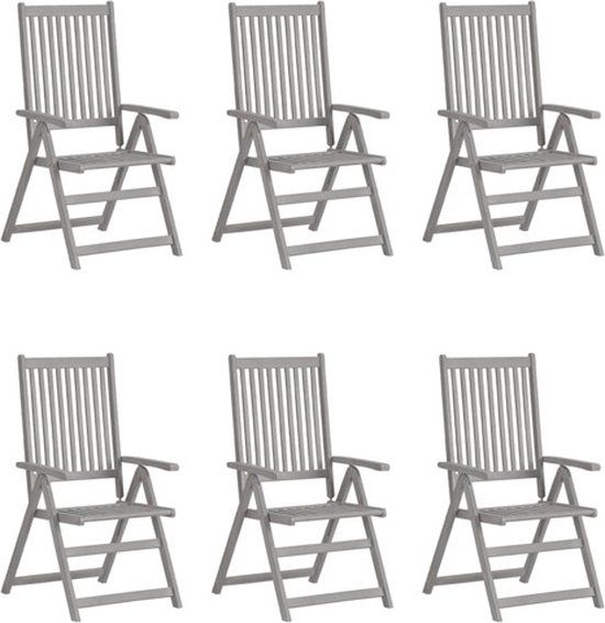 vidaXL Tuinstoelen 6 stuks verstelbaar massief acaciahout grijs