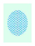 Komar Muurfoto | Shelly Patterns Aqua | Poster, foto, woonkamer, slaapkamer, decoratie, kunstdruk | zonder lijst | P037F-30x40 | Maat: 30 x 40 cm (breedte x hoogte)