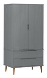 VidaXL Kledingkast MOLDE 90x55x175 cm Massief Grenenhout Grijs