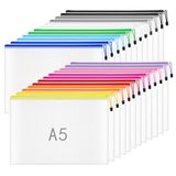Plastic Portefeuilles A5-24 Stuks Plastic Mappen Document Portefeuilles A5 Ziplock Zakken Zakken met Rits Tas voor School, Kantoor, Thuis