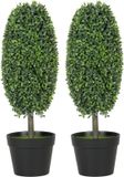 HOMCOM Kunstmatige Topiaries Kunststof, cement Diameter 17,5 cm x 60 cm hoog Groen