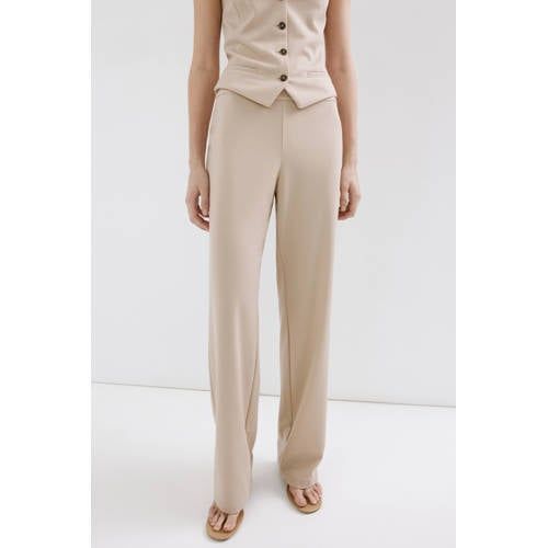 Mango beige wide leg broek