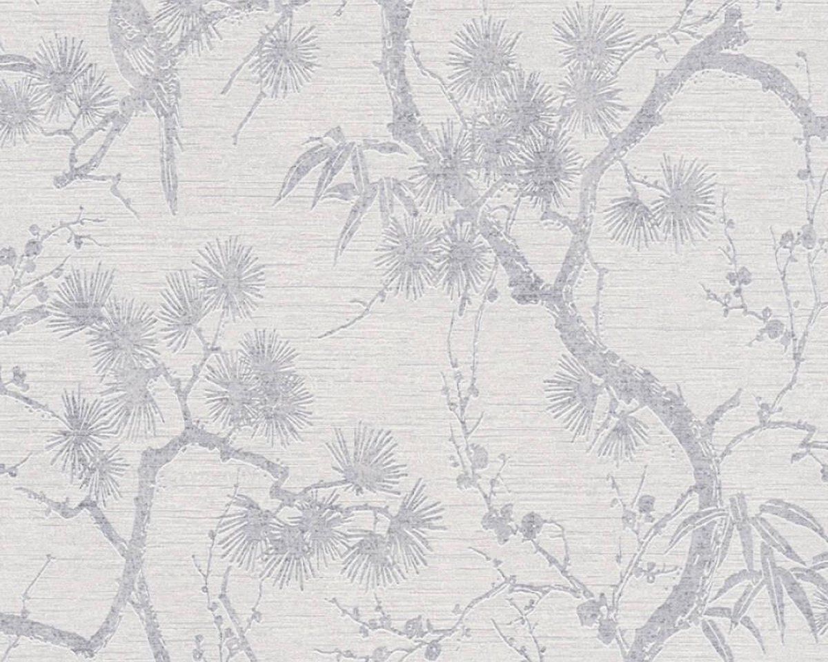 AS Creation Uni Behang Mio - Tokio Metropolitan Stories 2 - Wit Zilver - 10.05 m x 0.53 m - Vliesbehang