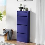 [en.casa] Schoenenkast Sokndal 4 kleppen middernachtblauw 118x50x15 cm