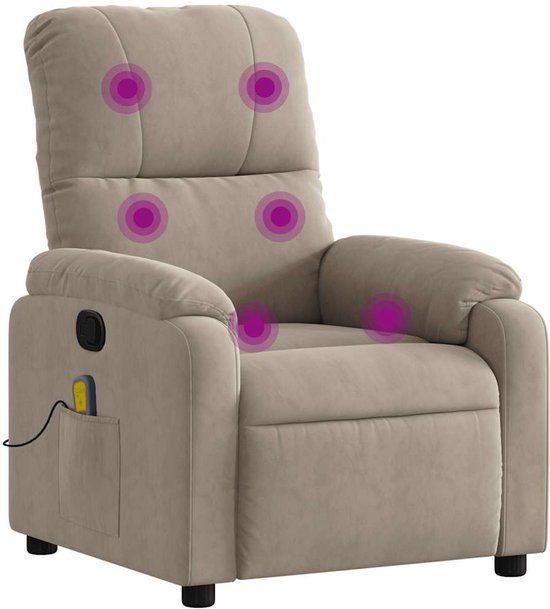 vidaXL Massagestoel microvezelstof taupe