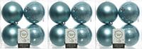 Merkloos Decoris Kerstballen - 12 stuks - IJsblauw - 10 cm diameter - Kunststof